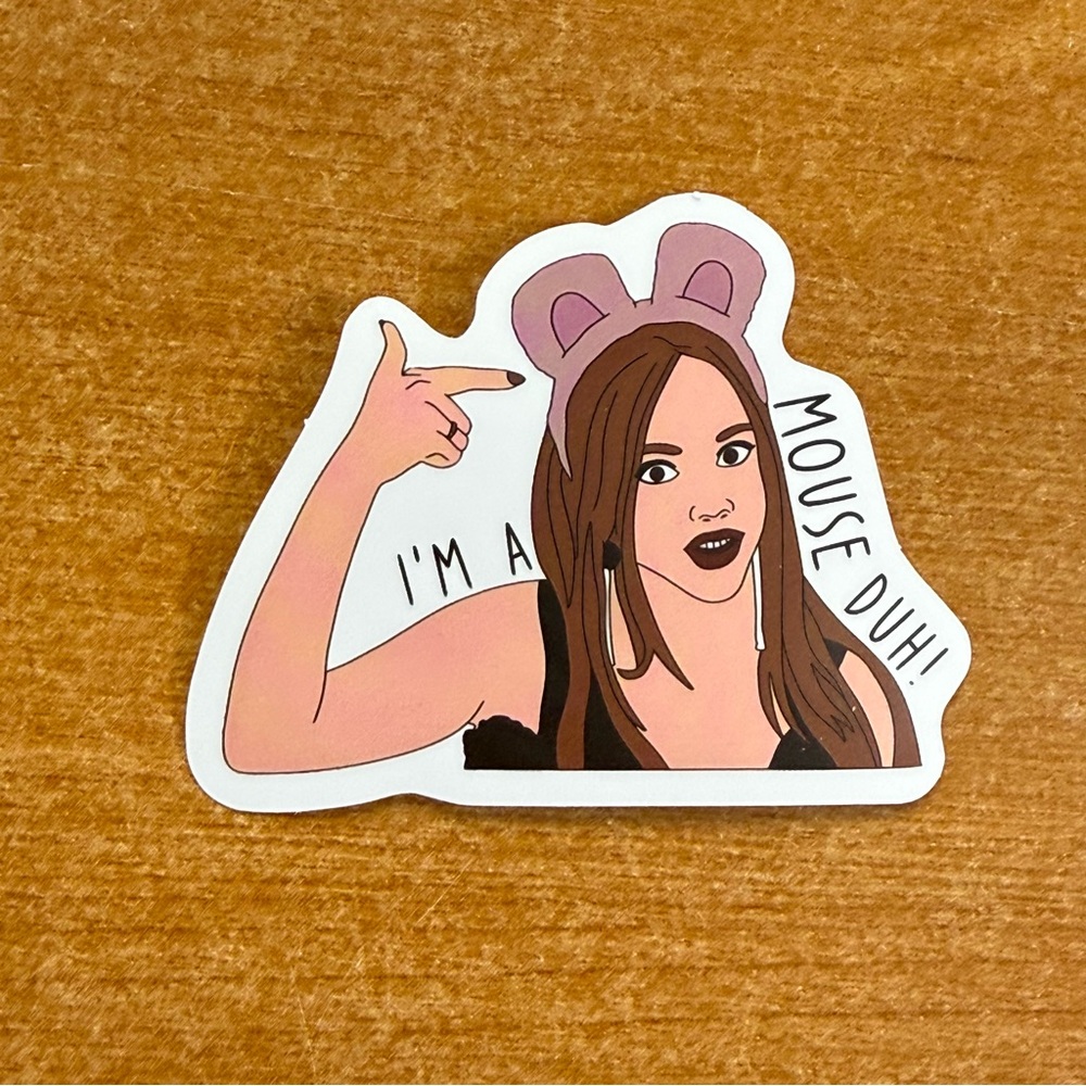 Funny 'I'm a Mouse Duh!' Sticker — Pink Headband Illustration